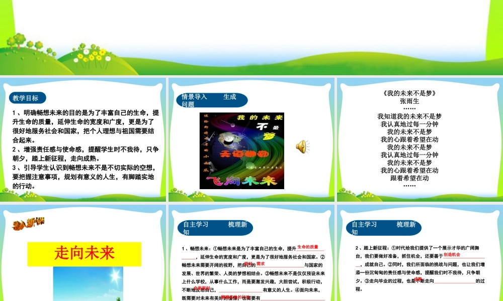 初中道法九年级下课件-第3单元第7课第2课时  走向未来.ppt
