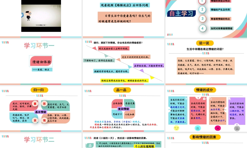 初中道法七年级下册课件-2.4.1 青春的情绪.pptx