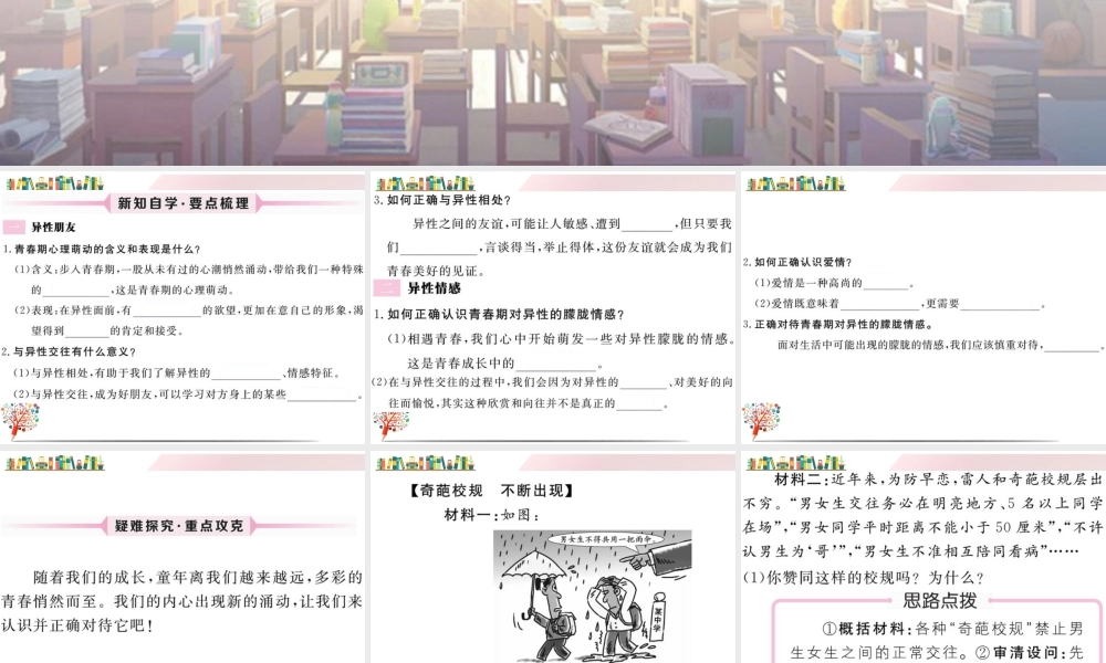 初中道法七年级下册课件-第2课时 青春萌动.ppt