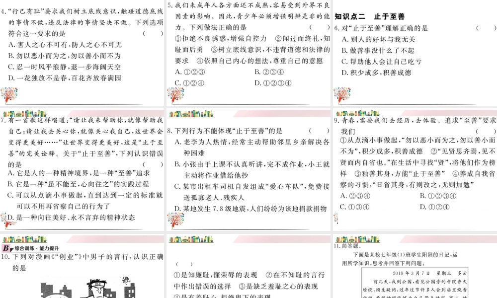 初中道法七年级下册课件-第2课时 青春有格.ppt