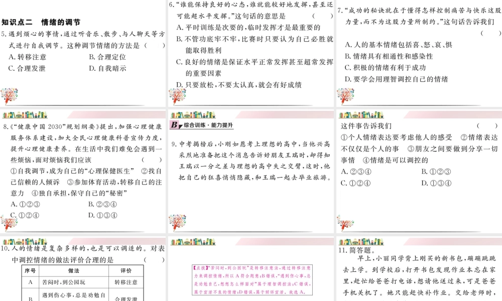 初中道法七年级下册课件-第2课时 情绪的管理.ppt