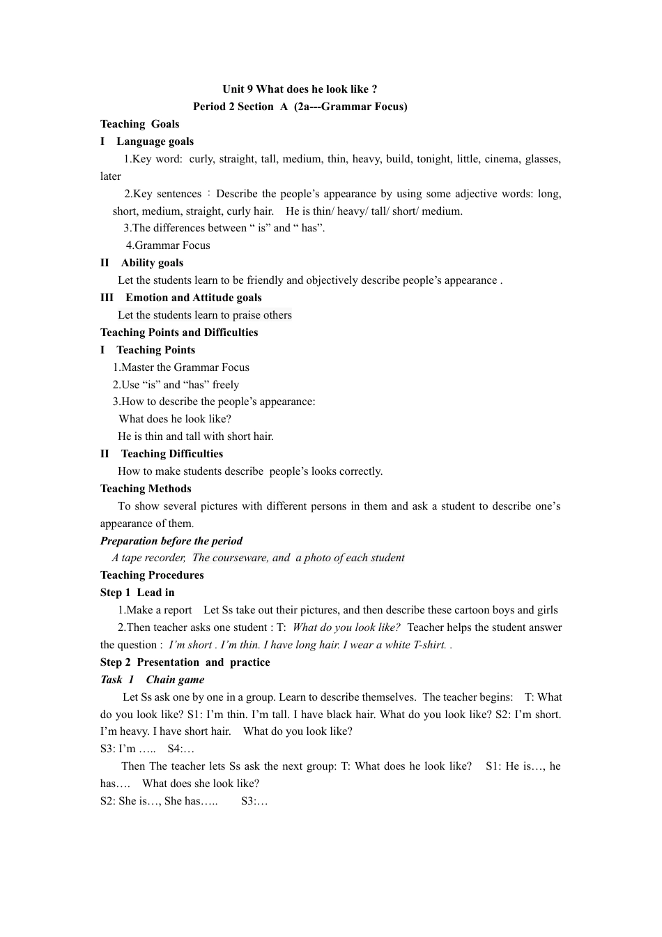 Unit+9+What+does+he+look+like(5课时英文电子教案)-年人教版七下.docx_第3页