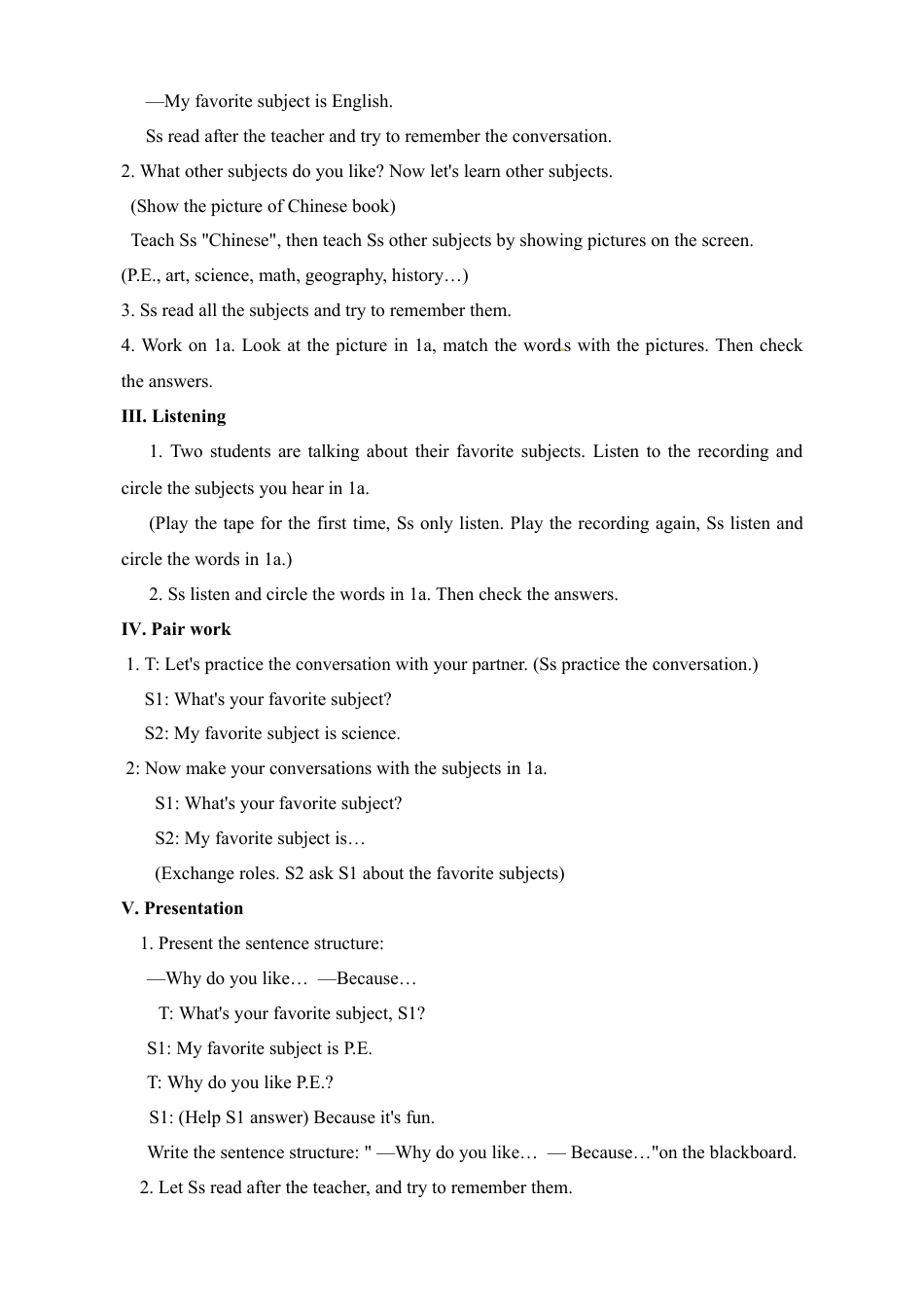 七年级英语上册：Unit 9 My favorite subject is science.教案.doc_第3页