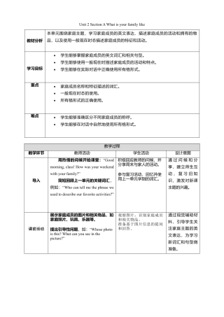 人教版（2024）七上Unit 2 Section A What is your family like？教学设计.doc