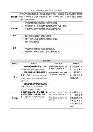 人教版（2024）七上Unit 2 Section B How do you like your family？教学设计.doc