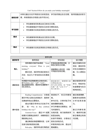 人教版（2024）七上Unit7 Section B How do you make your birthday meaningful？教学设计.doc
