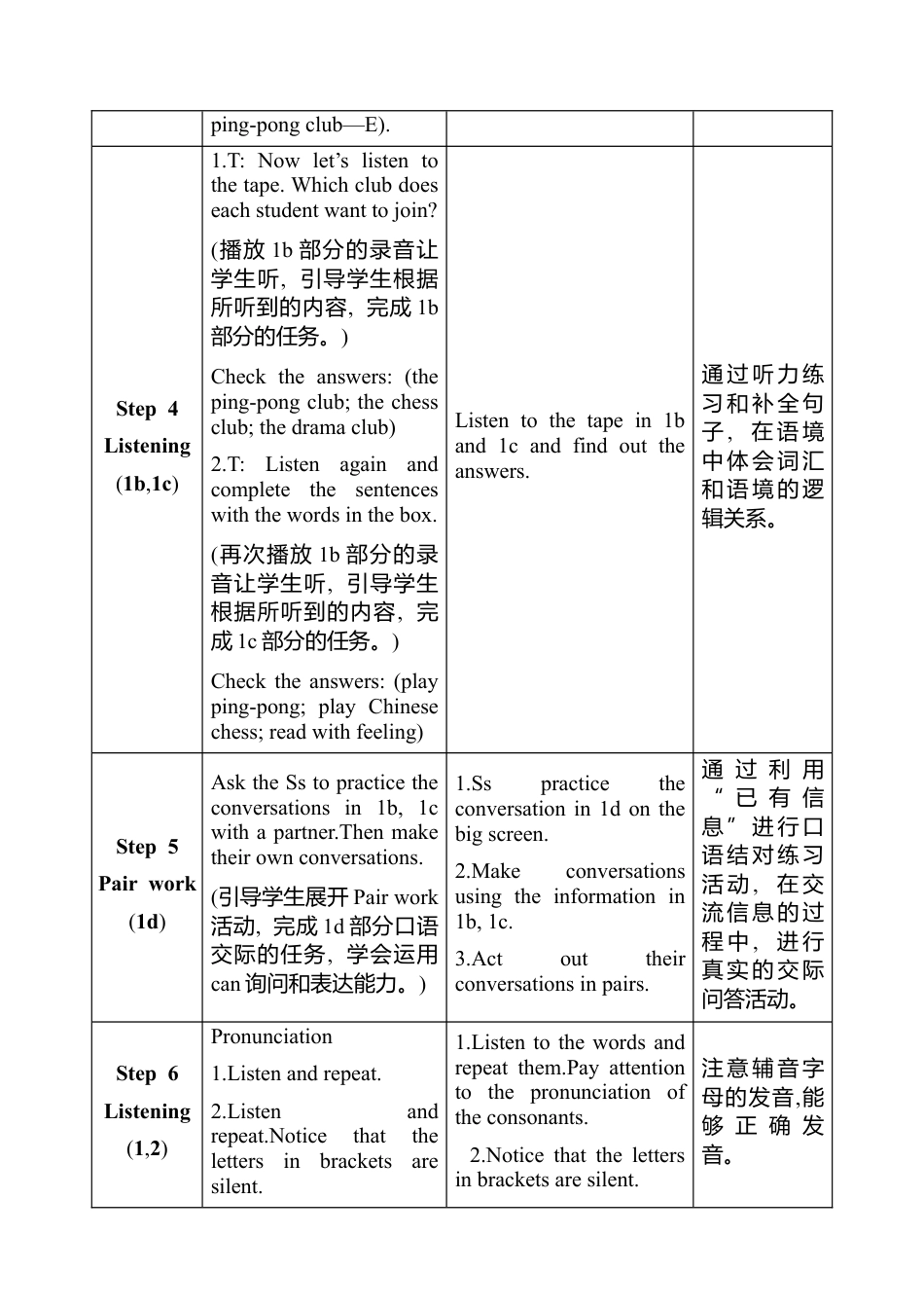 人教版（2024版）七年级上册Unit 5 Fun Clubs教案（表格式，4课时）.docx_第3页
