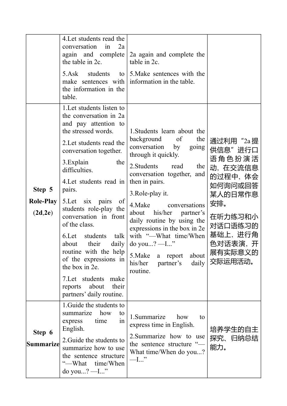 人教版（2024版）七年级上册Unit 6 A Day in the Life教案（表格式，4课时）.docx_第3页