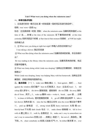 人教版八年级英语下册复习学案：Unit 5 What were you doing when the rainstorm came.doc