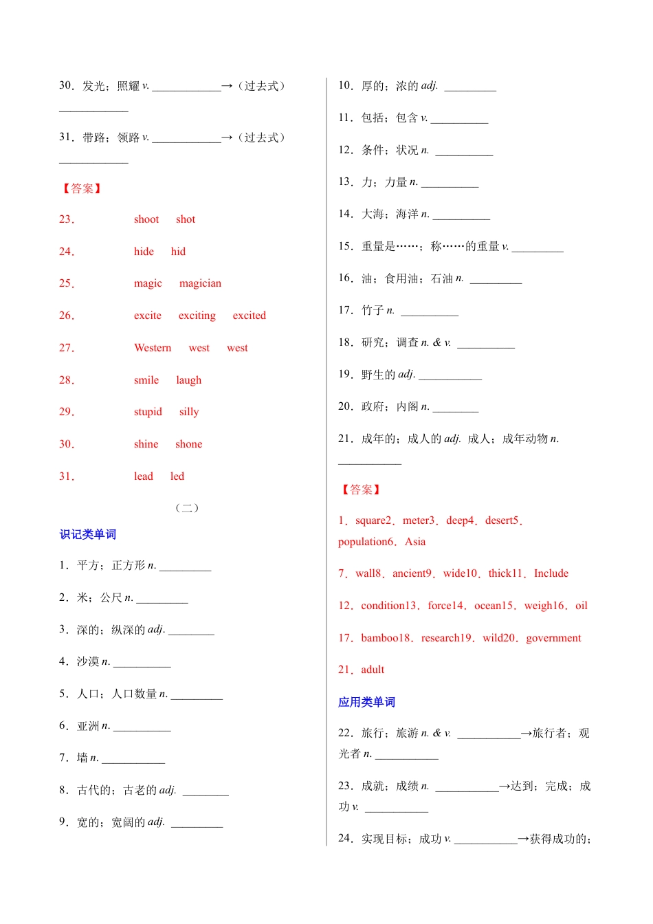 人教版初中英语8下-专题01  重点词汇及专练（练习版）（人教版）.docx_第2页