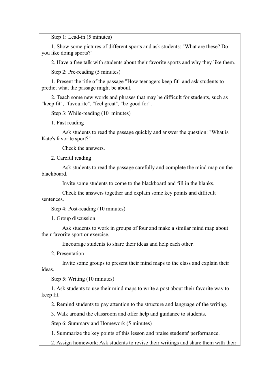 人教版初中英语七下-Unit 3 Keep fit Section B 2a-2c 教案 .docx_第2页