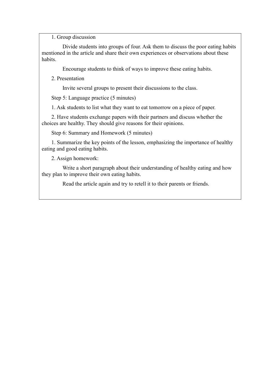 人教版初中英语七下-Unit 4 Eat well Section B 1a~1d  英文版教案  .docx_第3页