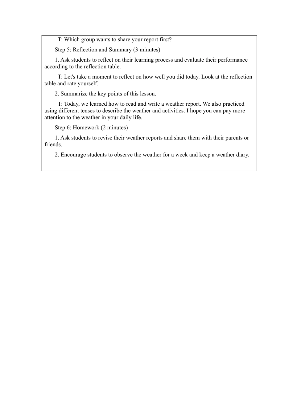 人教版初中英语七下-Unit 6 rain or shine Section B project 英文版教案 .docx_第3页