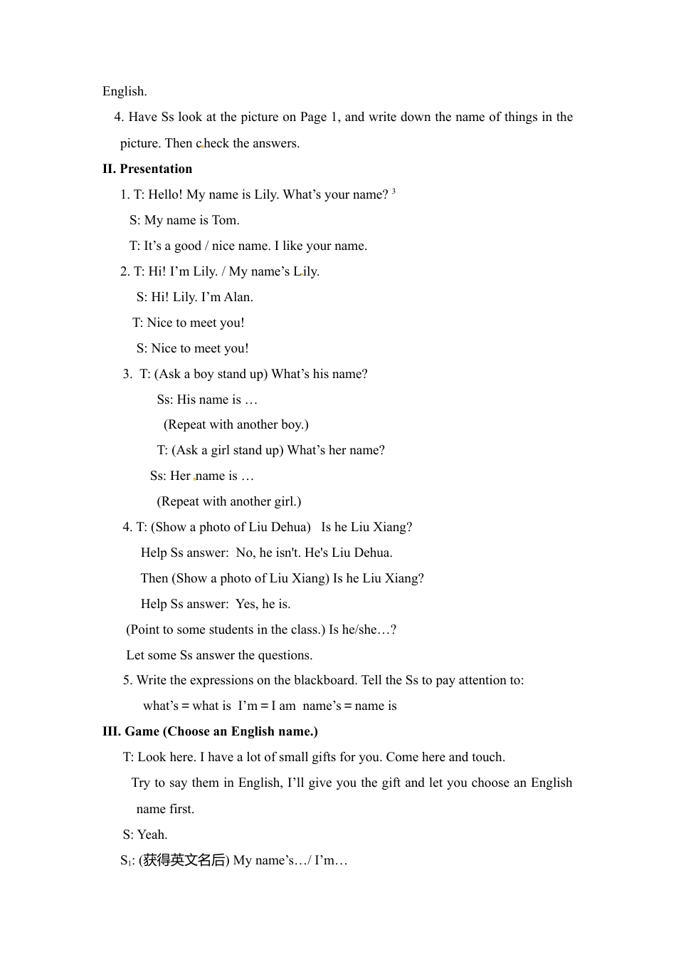 人教版七年级上册英语教案：Unit 1 My name's Gina. Section A1.doc_第2页