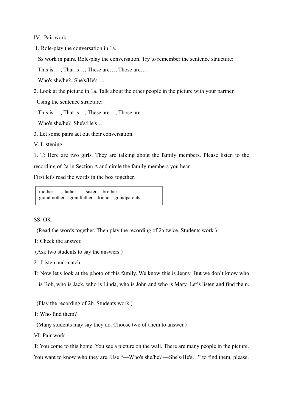 人教版七年级上册英语教案：Unit 2 This is my sister. Section A 1.doc_第3页