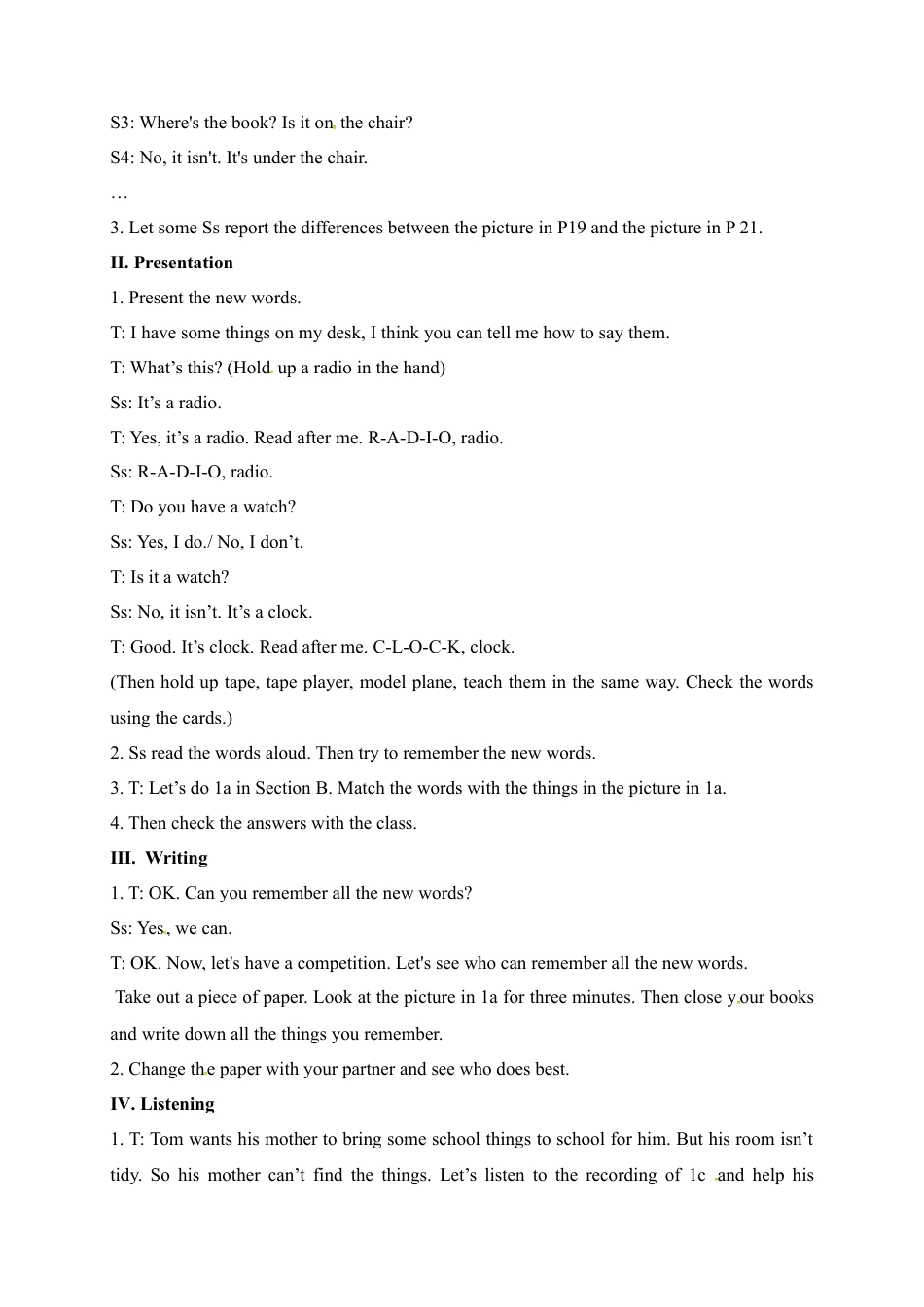 人教版七年级上册英语教案：Unit 4 Where is my schoolbag Section B 1.doc_第2页