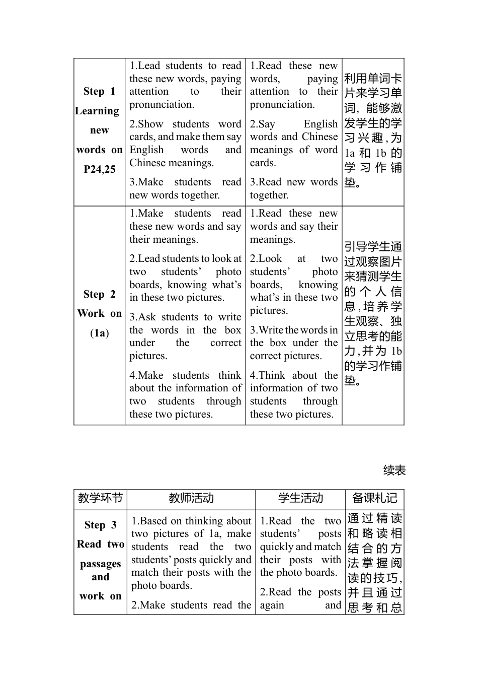 人教新版（2024）七年级上册Unit 1 You and Me Section B (1a-1d)教案 （共1课时，表格式）.docx_第2页