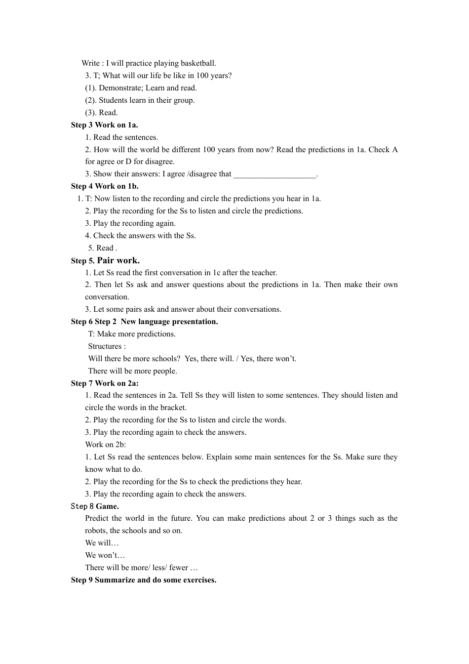 人教英语八年级上-Unit 7 Will people have robots 全单元教案  （5课时）.doc_第2页