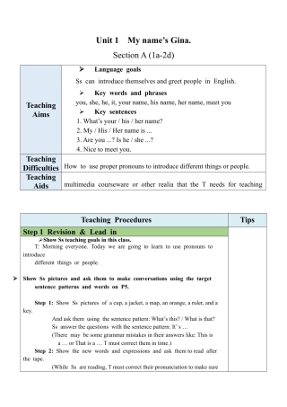 人教英语七年级上Unit 1 Section A（1a-2d）教案.docx
