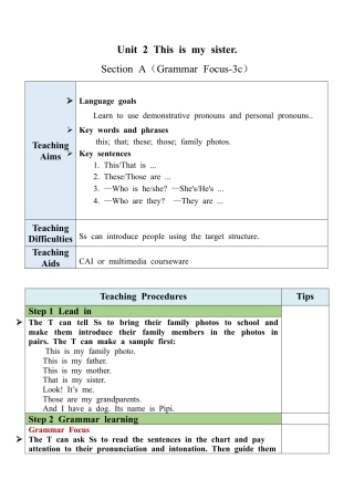 人教英语七年级上Unit 2 Section A（GF-3c）教案 .docx