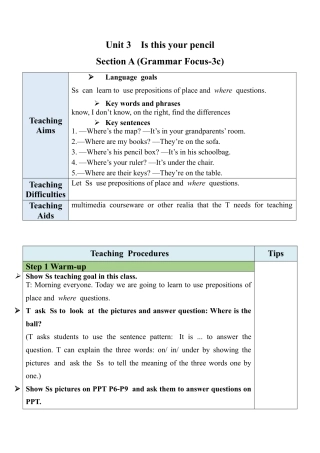 人教英语七年级上Unit 4 Section A (GF-3c).docx