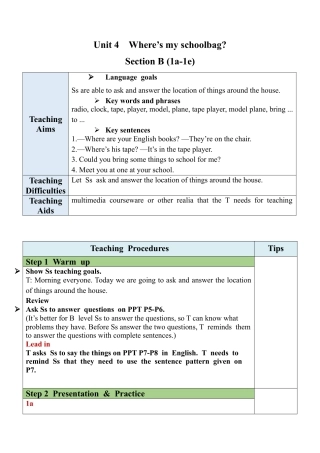 人教英语七年级上Unit 4 Section B (1a-1e).docx