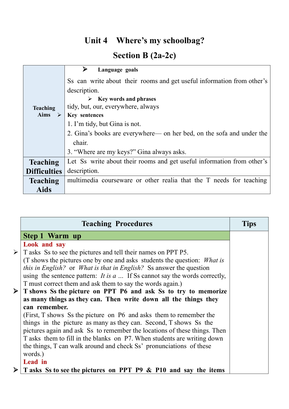 人教英语七年级上Unit 4 Section B (2a-2c).docx_第1页