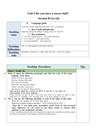 人教英语七年级上Unit 5 Section B（1a-1d）教案.docx