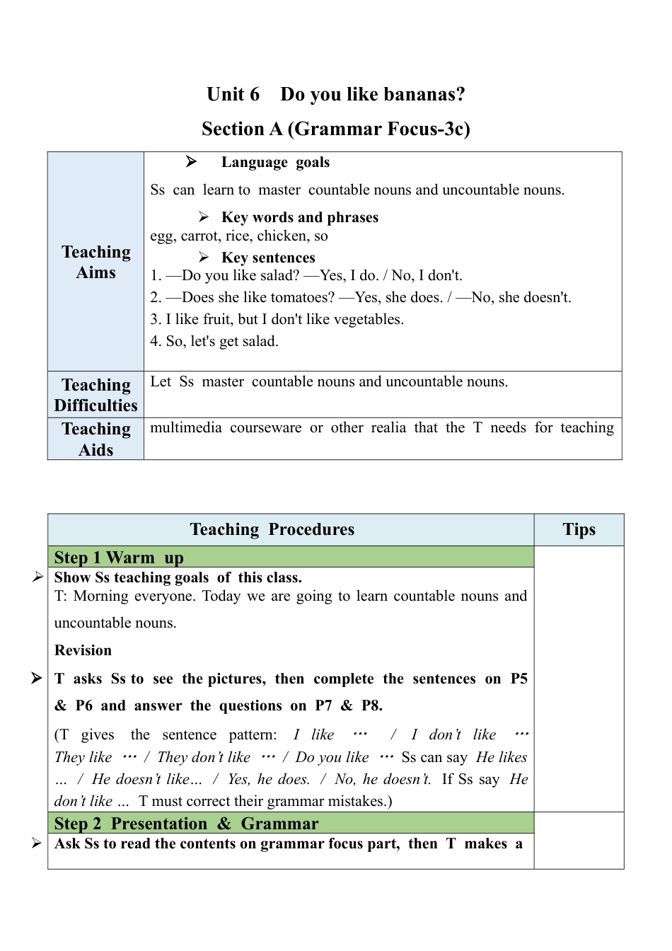 人教英语七年级上Unit 6 Section A (GF-3c).docx_第1页