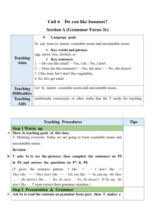 人教英语七年级上Unit 6 Section A (GF-3c).docx