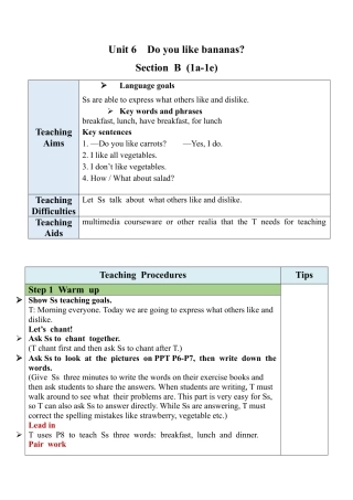 人教英语七年级上Unit 6 Section B (1a-1e).docx