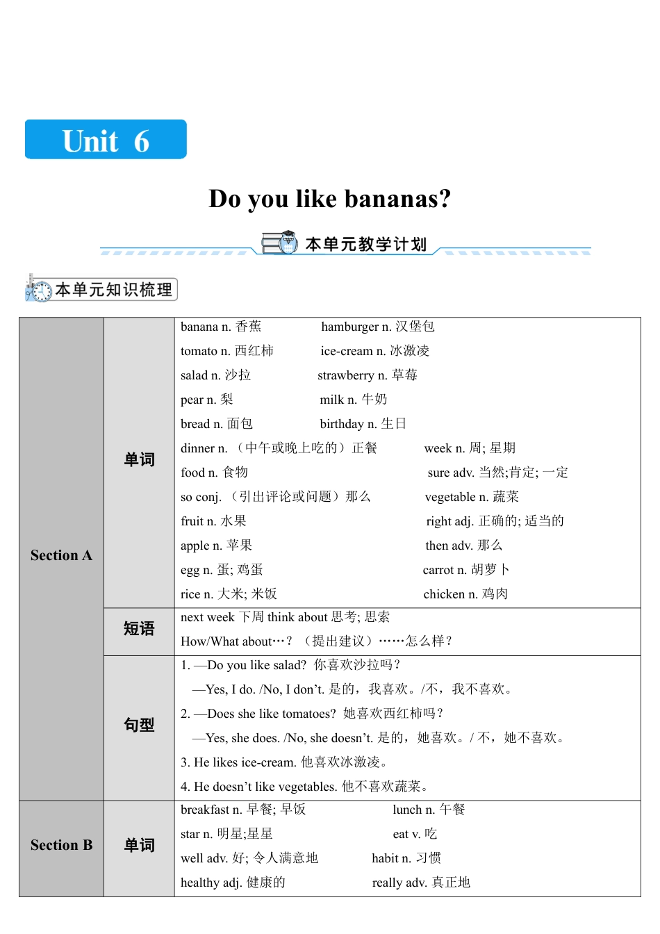 人教英语七年级上Unit 6 第1课时.doc_第1页