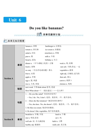人教英语七年级上Unit 6 第1课时.doc