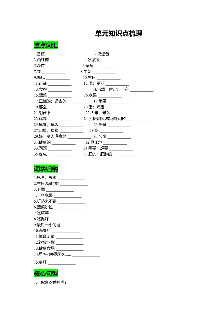 人教英语七年级上Unit 6 复习课件学生版.doc_第1页