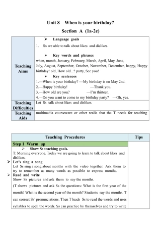 人教英语七年级上Unit 8 Section A (1a-2e).docx