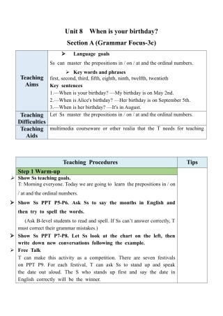 人教英语七年级上Unit 8 Section A (GF-3c).docx