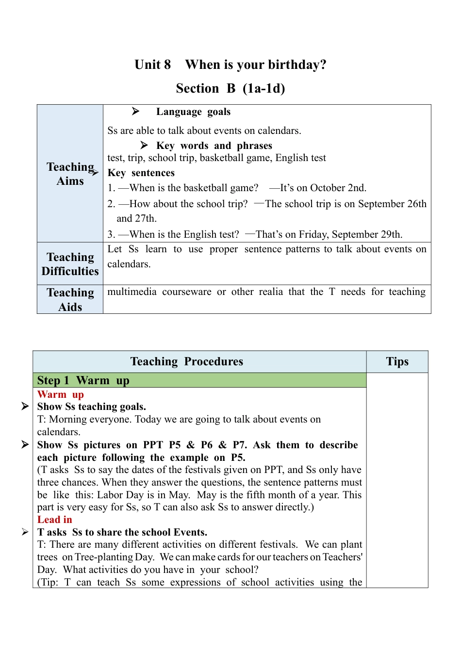 人教英语七年级上Unit 8 Section B (1a-1d).docx_第1页