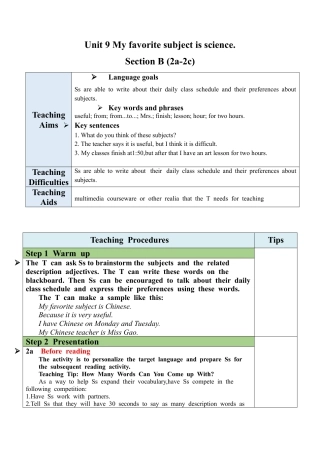 人教英语七年级上Unit 9 Section B（2a-2c）教案.docx