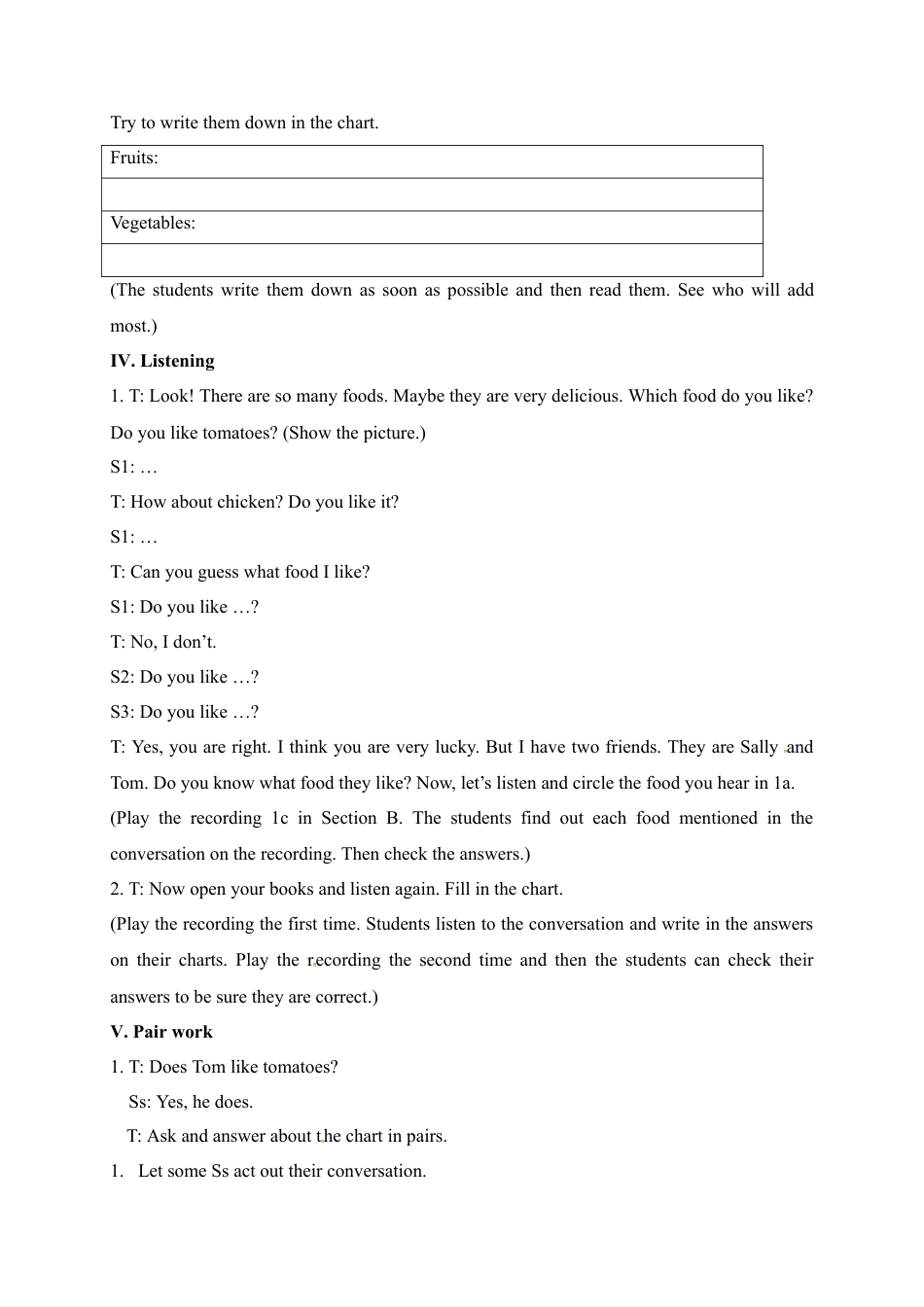 人教英语七年级上教案：Unit 6 Do you like banana  Section B 1.doc_第3页