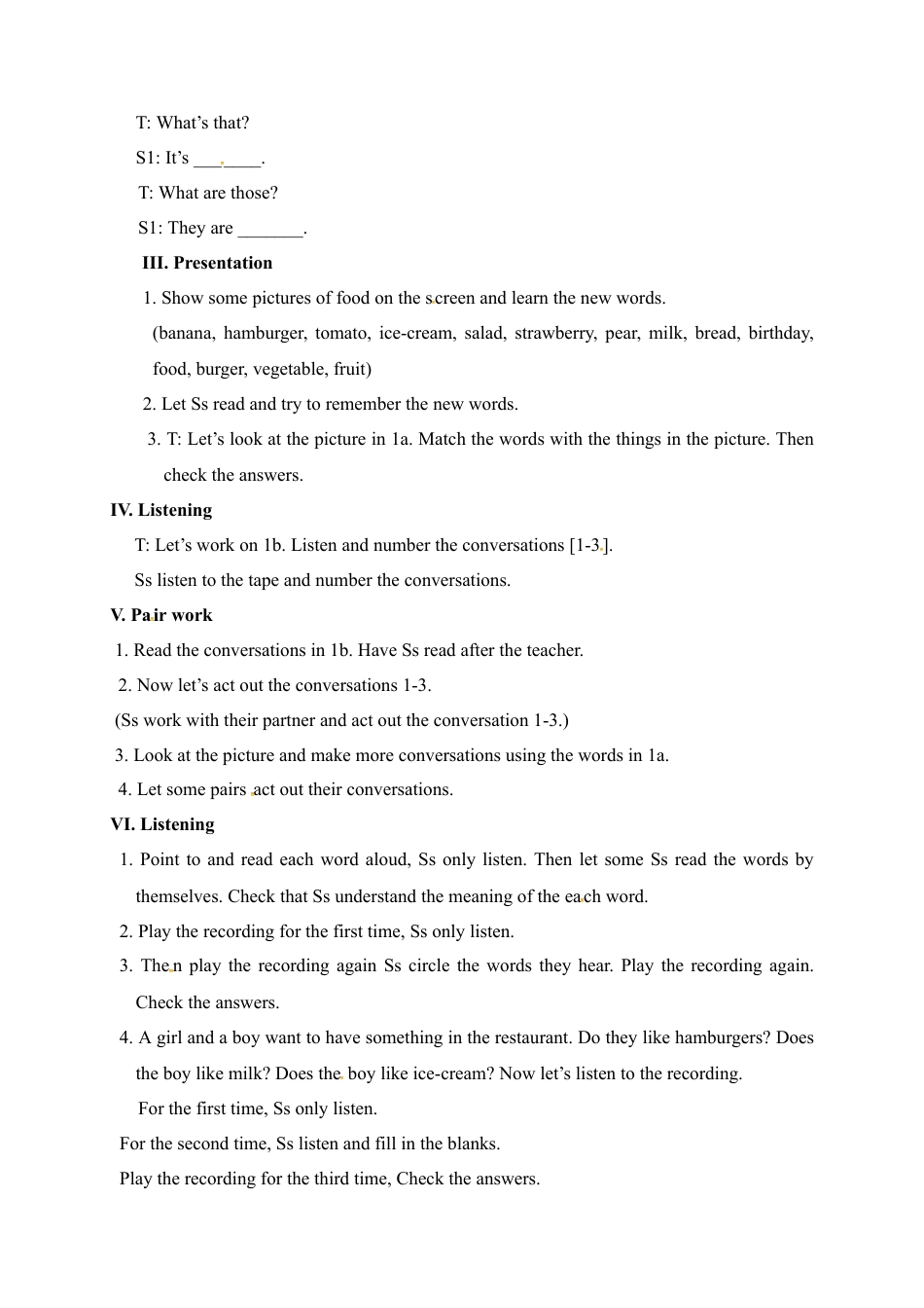 人教英语七年级上教案：Unit 6 Do you like banana Section A 1 (1a-2d).doc_第2页