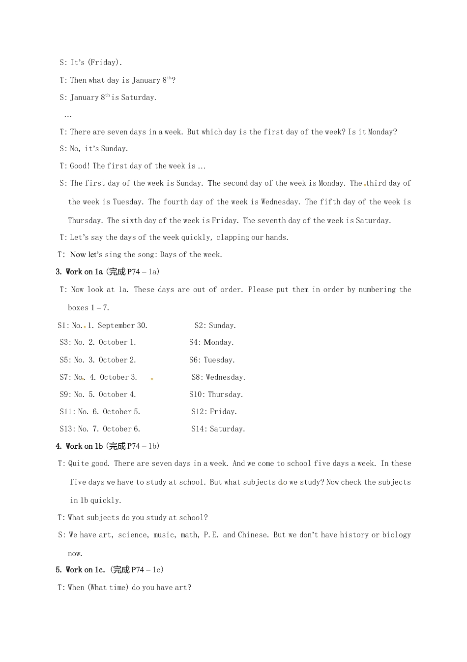 人教英语七年级上教案：Unit 9  My favorite subject is science. Period 3.doc_第2页