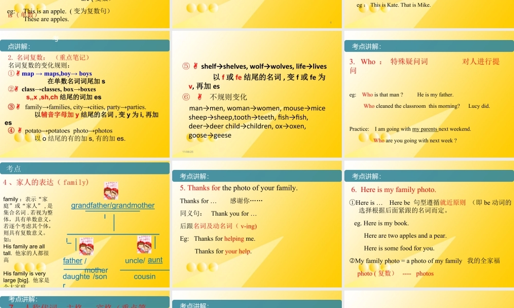 人教版七年级英语上册复习课件Unit 2  This is my sister（16张PPT）.ppt