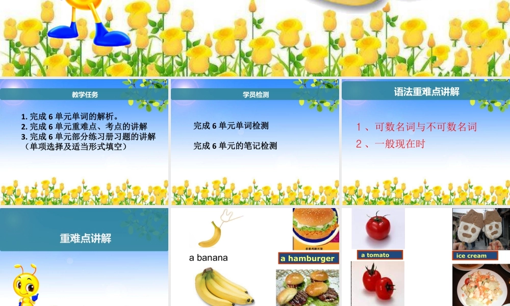 人教版七年级英语上册复习课件Unit 6  Do you like bananas 单元重难点、考点、习题讲解（32张PPT）.ppt