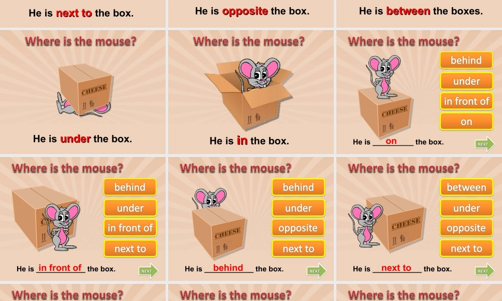 人教版七年级英语上册课件-方位词小游戏--Where is the mouse.ppt