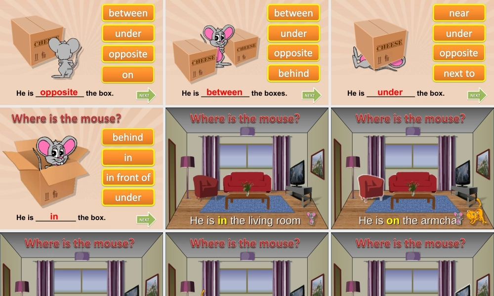 人教版七年级英语上册课件-方位词小游戏--Where is the mouse.ppt