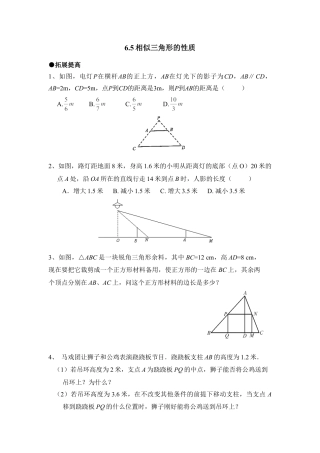《相似三角形的性质》拔高练习-苏科版初中数学.doc