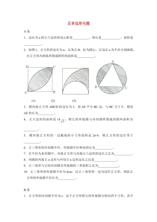 《正多边形与圆》综合练习-苏科版初中数学.doc