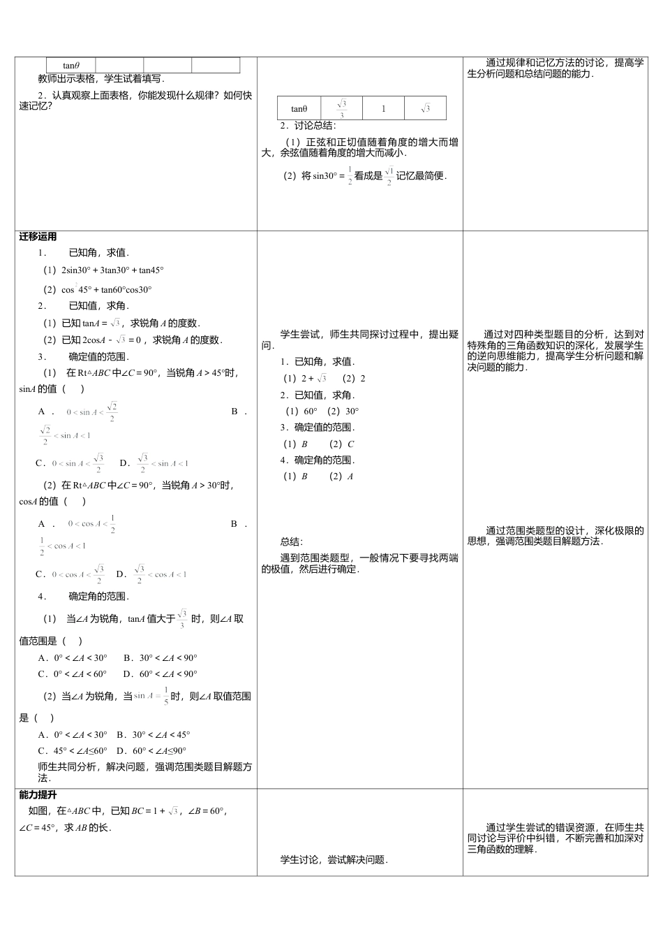 15 《特殊角的三角函数》参考教案1-苏科版初中数学.doc_第2页