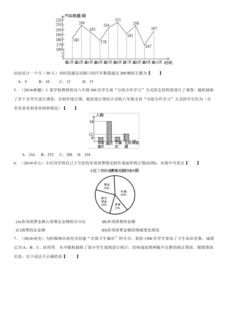 初中数学  苏科版  八年级下册  第7章 数据的收集、整理、描述  7.2 统计表、统计图的选用    试卷.doc_第2页