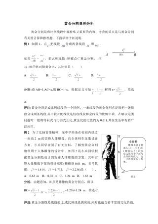 黄金分割典例分析-苏科版初中数学.doc